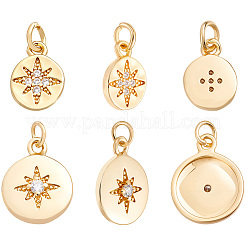 12Pcs 2 Styles Brass Micro Pave Cubic Zirconia Pendants&nbsp;KK-BBC0029-19