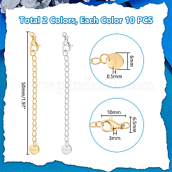 20Pcs 2 Colors 304 Stainless Steel Chain Extender&nbsp;STAS-UN0060-91