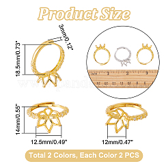 4Pcs 2 Colors Adjustable Brass Ring Findings&nbsp;KK-NB0003-11