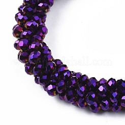 Faceted Electroplate Glass Beads Stretch Bracelets&nbsp;BJEW-S144-002G-06