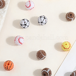 40Pcs 5 Styles Sport Theme Opaque Acrylic Resin Beads&nbsp;MACR-PA0001-05