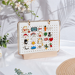 Felt with Iron Desktop Brooch Organizer Stands with Wooden Base&nbsp;ODIS-SC0001-12