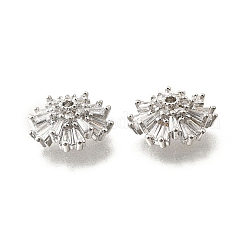 Flower Brass Clear Cubic Zirconia Bead Caps&nbsp;KK-V008-07P