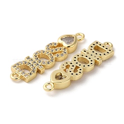 Rack Plating Brass Pave Clear Cubic Zirconia Connector Charms&nbsp;X-KK-K332-39G