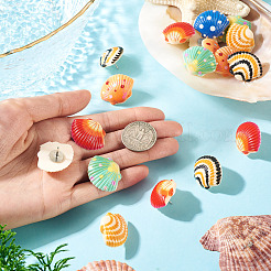 20Pcs Shell Shape Opaque Resin with Iron Drawing Pins&nbsp;AJEW-TADJ00002