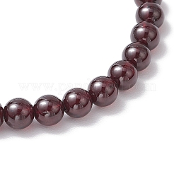 Round Natural Grade AAAA Garnet Beads Stretch Bracelets for Men Women&nbsp;BJEW-JB11825-03