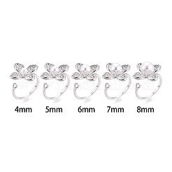 Flower Brass Micro Pave Clear Cubic Zirconia Cuff Ring Settings&nbsp;KK-T076-70P