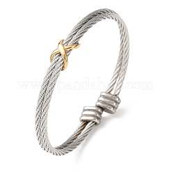 Duo Tone 304 Stainless Steel Infinity Twisted Open Cuff Bangles for Women&nbsp;SA-CBA2192-04GP
