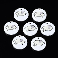 Printed Natural Wood Pendants&nbsp;WOOD-T021-55