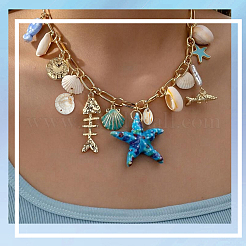 48Pcs 12 Styles Ocean Theme Opaque Acrylic Pendants&nbsp;OACR-SC0002-64
