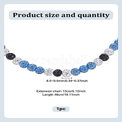 1Pc Polymer Clay Rhinestone Round Beaded Stretch Necklaces for Men&nbsp;NJEW-LP0009-37