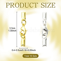 16 Sets 2 Colors Rack Plating Brass Lobster Claw Clasps with Clip Ends&nbsp;KK-YW0004-80