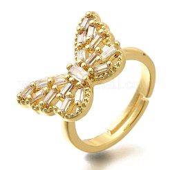 Adjustable Rack Plating Brass Micro Pave Cubic Zirconia Finger Rings for Women&nbsp;RJEW-M028-25G-05