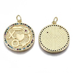 Brass Micro Pave Colorful Cubic Zirconia Pendants&nbsp;KK-S061-68G-NR