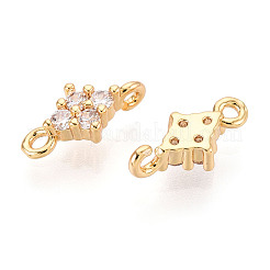 Brass Pave Clear Cubic Zirconia Connector Charms&nbsp;KK-T078-03G-01