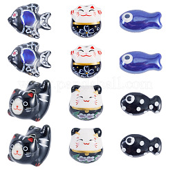 12Pcs Handmade Printed Porcelain Beads&nbsp;PORC-TA0001-46