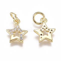 Brass Micro Pave Cubic Zirconia Charms&nbsp;ZIRC-F111-15G