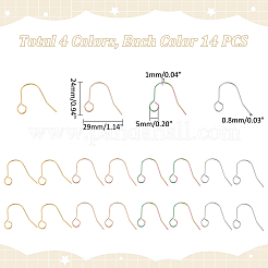56Pcs 4 Colors 304 Stainless Steel Earring Hooks&nbsp;STAS-UN0054-21