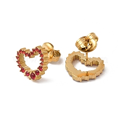 Ion Plating(IP) Rhinestone Hollow Heart Stud Earrings&nbsp;EJEW-Q704-02G