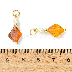 Natural Amber & Shell Pearl Pendants&nbsp;PALLOY-JF05639