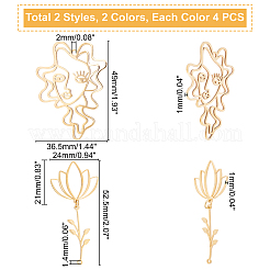 8Pcs 2 Style 201 Stainless Steel Pendants&nbsp;STAS-DC0001-02