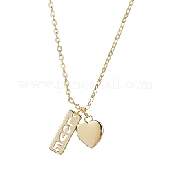 Valentine's Day Brass Heart and Rectangle with Word Love Pendant Necklace&nbsp;NJEW-JN04700