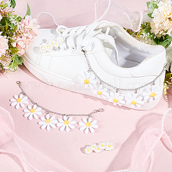 4Pcs 2 Styles 304 Stainless Steel Boot Strap Chains & Alloy Enamel Shoe Decoration&nbsp;HJEW-DR00292