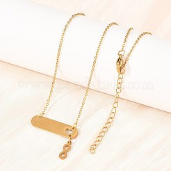 304 Stainless Steel Long Oval with Infinity Pendant Necklaces&nbsp;NJEW-H093-09G
