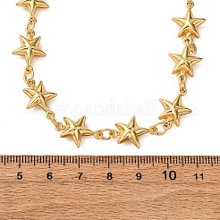 304 Stainless Steel Star Link Chain Necklaces for Women&nbsp;NJEW-G178-13G