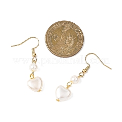 Heart ABS Plastic Imitation Pearl Dangle Earrings&nbsp;EJEW-JE06772