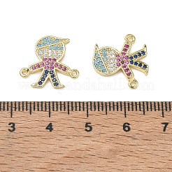Brass Micro Pave Colorful Cubic Zirconia Connector Charms for Jewelry Making&nbsp;CU-CBAAA59-01G-02