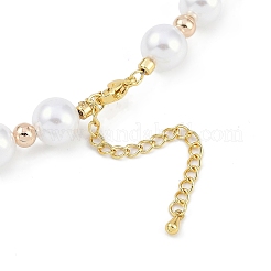 Rack Plating Brass & ABS Imitation Pearl Beaded Necklaces&nbsp;NJEW-P317-13C-G