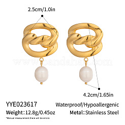 304 Stainless Steel Freshwater Pearl Dangle Stud Earrings for Women&nbsp;VW9874