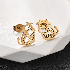 Hollow Cow 201 Stainless Steel Pendant Necklaces & Stud Earrings Sets for Women&nbsp;SJEW-Q025-05G