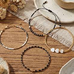 4Pcs 4 Styles Glass Seed Bead Stretch Bracelet Set&nbsp;FG0392-2