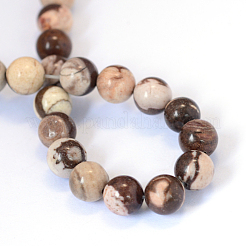 Natural Zebra Jasper Round Bead Strands&nbsp;X-G-E334-8mm-12