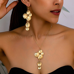 Alloy Flat Round Tassel Pendant Necklaces & Dangle Earrings for Women&nbsp;FS-WGE7B1D-01