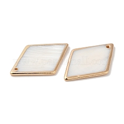 Electroplated Natural Freshwater Shell Pendants with Golden Plated Brass Edge&nbsp;SHEL-M019-01G