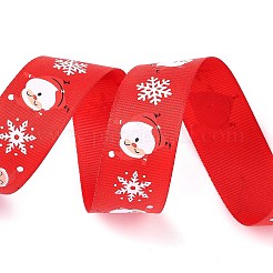 20 Yards Christmas Santa Claus Printed Polyester Grosgrain Ribbons&nbsp;OCOR-K005-01A