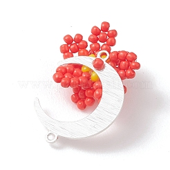 Glass Seed Beaded Moon & Flower Pendants&nbsp;PALLOY-MZ01185-04