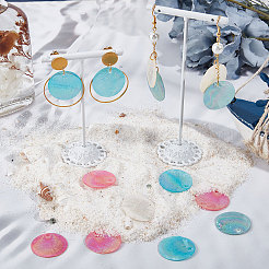 40Pcs 4 Colors AB Color Plated Natural Capiz Shell Pendants&nbsp;SSHEL-SC0001-21