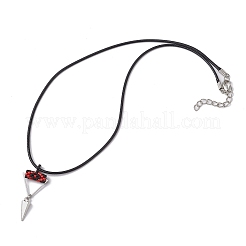Cylinder Seed Beaded Evil Eye & Alloy Pyramid Cone Pendant Necklaces&nbsp;NJEW-MZ00105