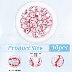 40Pcs Sport Theme Opaque Acrylic Resin Beads&nbsp;MACR-PA0001-63