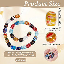 2 Strands Handmade Millefiori Lampwork Beads Strands&nbsp;LAMP-PA0001-62