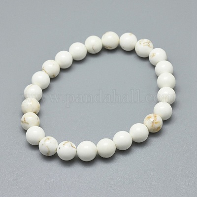 Natural Magnesite Bead Stretch Bracelets&nbsp;BJEW-K212-C-008-1