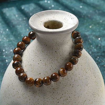 Natural Tiger Eye Bead Stretch Bracelets&nbsp;BJEW-K212-B-028-1