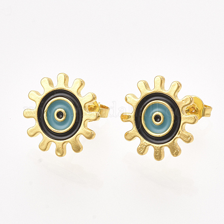 Brass Stud Earrings EJEW-S201-190B-1