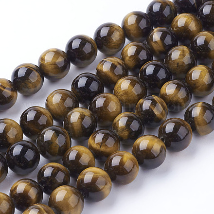 Natural Tiger Eye Beads Strands G-C076-10mm-1B-1