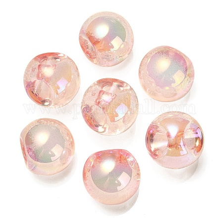 UV Plating Rainbow Iridescent Acrylic Beads OACR-G012-06B-1