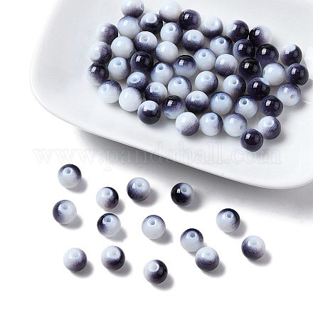Two Tone Opaque Baking Paint Glass Beads Strands&nbsp;DGLA-YW0001-18D-1